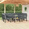 Image de Salon de jardin Vidaxl resine tressee noir 7 pieces 55.0 x 55 x 31 6 personnes