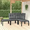 Image de vidaXL Salon de Jardin 4 pcs, Ensemble de Meubles de Terrasse, Mobilier d'Extérieur, Chaise de Patio, Moderne, Noir et Gris 3187741