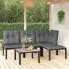 Image de vidaXL Salon de Jardin 5 pcs, Ensemble de Meubles de Terrasse, Mobilier d'Extérieur, Chaise de Patio, Moderne, Noir et Gris 3187744