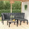 Image de Noir Vidaxl 4 personnes salon de jardin resine tressee 5 pieces