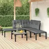 Image de Salon de jardin Vidaxl resine tressee 6 pieces 5 personnes 55.0 x 55 x 31 cm noir