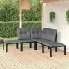 Image de vidaXL Salon de Jardin 5 pcs, Ensemble de Meubles de Terrasse, Mobilier d'Extérieur, Chaise de Patio, Moderne, Noir et Gris 3187757