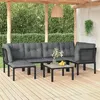 Image de Salon de jardin Vidaxl resine tressee 7 pieces noir 55.0 x 55 x 31 cm 6 personnes