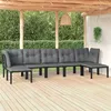 Image de vidaXL Salon de Jardin 7 pcs, Ensemble de Meubles de Terrasse, Mobilier d'Extérieur, Chaise de Patio, Moderne, Noir et Gris 3187764