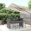 Image de vidaXL Ensemble de bar de jardin 9 pcs avec coussins gris poly rotin, ensemble de table de bar, table et chaise de bar, 3187624