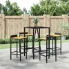 Image de vidaXL 5-delige Tuinbarset poly rattan en massief acaciahout zwart3187675