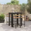 Image de vidaXL Ensemble de bar jardin 5 pcs noir poly rotin/bois massif acacia, ensemble de table de bar, table et chaise de bar de 3187712