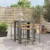 Image de vidaXL Ensemble de bar jardin 5 pcs gris poly rotin/bois massif acacia, ensemble de table de bar, table et chaise de bar de 3187713