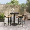 Image de vidaXL Ensemble de bar jardin 5 pcs noir poly rotin/bois massif acacia, ensemble de table de bar, ensemble de pub, ensemble 3187716