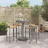 Image de vidaXL Ensemble de bar jardin 5 pcs gris poly rotin/bois massif acacia, ensemble de table de bar, ensemble de pub, ensemble 3187717