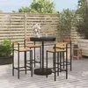 Image de vidaXL Ensemble de bar jardin 5 pcs noir poly rotin/bois massif acacia, ensemble de table de bar, table et chaise de bar de 3187720