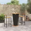 Image de vidaXL 3-delige Tuinbarset poly rattan en massief acaciahout zwart3187725