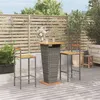Image de vidaXL 3-delige Tuinbarset poly rattan en massief acaciahout grijs3187726