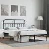 Image de Cadre de lit métal sans matelas avec tête de lit noir 140x190cm