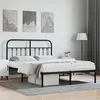 Image de vidaXL Cadre de lit métal avec tête de lit noir 150x200 cm, lit double, meuble de chambre à coucher, lit d'invité, lit, cadre de lit en métal, sommier