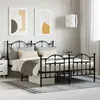 Image de Cadre de lit métal sans matelas avec pied de lit noir 140x190cm