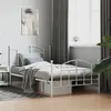 Image de vidaXL Cadre de lit métal avec tête de lit/pied de lit blanc 100x200cm, lit simple, meuble de chambre à coucher, lit d'invité, lit 353501