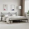 Image de vidaXL Bedframe met hoofdbord metaal zwart 200x200 cm353544