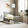Image de vidaXL Cadre de lit métal avec tête de lit/pied de lit noir 75x190 cm, lit simple, meuble de chambre à coucher, lit d'invité, lit 353545