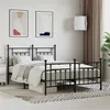Image de Cadre de lit métal sans matelas avec pied de lit noir 140x190cm