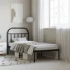 Image de vidaXL Bedframe met hoofdbord metaal zwart 90x200 cm353628
