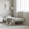 Image de Cadre de lit métal sans matelas avec tête de lit blanc 90x200cm