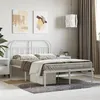Image de Cadre de lit métal sans matelas et tête de lit blanc 120x200 cm