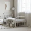 Image de Cadre de lit métal sans matelas avec pied de lit blanc 90x190cm
