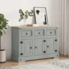 Image de vidaXL Buffet Corona gris 112x43x78 cm bois massif pin mexicain, meuble de rangement, meuble de rangement de cuisine, meuble 355084