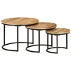 Image de vidaXL Tafeltjesset 3 st massief ruw mangohout353901