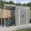 Image de vidaXL Abri de Jardin avec Toit Prolongé, Cabane à Outils avec Poignées, Remise à Outils, Abri de Rangement Terrasse, Gris 364525