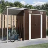 Image de vidaXL Abri de Jardin avec Toit Prolongé, Cabane à Outils avec Poignées, Remise à Outils, Abri de Rangement Terrasse, Marron 364527