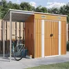 Image de Abri de jardin vidaXL avec toit prolongé marron clair 277x110,5x181 cm