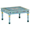 Image de Table basse turquoise bois de manguier massif peint à la main