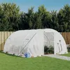 Image de vidaXL Serre avec cadre en acier blanc 16 m² 4x4x2 m, polytunnel, serre à cadre froid, serre pour tomate, serre de jardin, 3188072