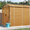 Image de vidaXL Abri de jardin marron clair 191x895x198 cm acier galvanisé, rangement de jardin, abri à outils de jardin 3188284