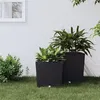 Image de vidaXL Jardinière et intérieur amovible anthracite 21 /32 L rotin PP, bac à fleurs, pot de jardin, support de jardinière, pot de fleur, pot de fleurs
