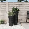 Image de vidaXL Jardinière et intérieur amovible anthracite aspect rainuré, bac à fleurs, pot de jardin, support de jardinière, pot de fleur, pot de fleurs