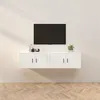 Image de vidaXL Meubles TV Muraux 2 pcs, Armoires de Télévision avec Porte, Armoires Suspendues, Meubles de Rangement Salon Salle de Séjour, Moderne, Blanc 3188350