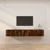 Image de vidaXL Meubles TV Muraux 3 pcs, Armoires de Télévision avec Porte, Armoires Suspendues, Meubles de Rangement Salon Salle de Séjour, Moderne, Chêne Fumé 3188363