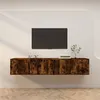 Image de vidaXL Meubles TV Muraux 2 pcs, Armoires de Télévision Suspendues avec Compartiment, Meubles Télé avec Porte Salon, Moderne, Chêne Fumé