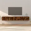 Image de vidaXL Meubles TV Muraux 3 pcs, Armoires de Télévision avec Porte, Armoires Suspendues, Meubles de Rangement Salon Salle de Séjour, Moderne, Chêne Fumé