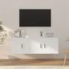 Image de vidaXL Ensemble de Meubles TV 2 pcs, Armoires de Télévision avec Portes, Meubles Télé Salon Salle de Séjour, Moderne, Blanc Bois d'Ingénierie