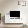 Image de vidaXL Ensemble de Meubles TV 3 pcs, Armoires de Télévision Murales, Meubles Télé Salon Salle de Séjour, Moderne, Blanc Bois d'Ingénierie