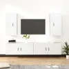 Image de vidaXL Ensemble de Meubles TV 4 pcs, Armoires de Télévision Murales, Meubles Télé Salon Salle de Séjour Intérieur, Blanc Bois d'Ingénierie