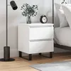 Image de vidaXL Table de Chevet, Armoire de Nuit avec 2 Tiroirs, Armoire de Lit avec Rangement, Meuble de Chambre à Coucher, Blanc Bois d’Ingénierie