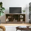 Image de vidaXL Meuble TV, Armoire de Télévision avec 6 Compartiments et Pieds, Meuble Télé avec Rangement Salon Salle de Séjour, Chêne Fumé Bois d'Ingénierie