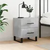 Image de vidaXL Table de Chevet, Armoire de Nuit avec Tiroirs, Table de Nuit avec Pieds, Meuble de Rangement Chambre, Moderne, Gris Béton Bois d’Ingénierie