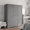 Image de vidaXL Garde-robe, Armoire à Vêtements, Placard de Vêtements, Meuble de Rangement, Organisateur de Chambre, Gris Bois Massif 355064
