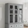 Image de vidaXL Armoire avec portes vitrées BODO gris bois de pin massif 355079